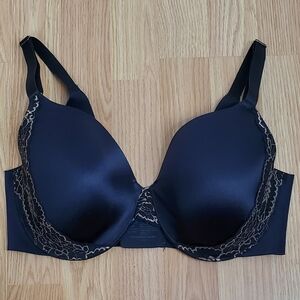 Soma size 36DD full coverage lace trim bra vanishing black underwire padded